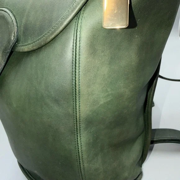 Coach 9943 Vintage Flap Backpack Bottle Green Leather - Picture 12 of 13